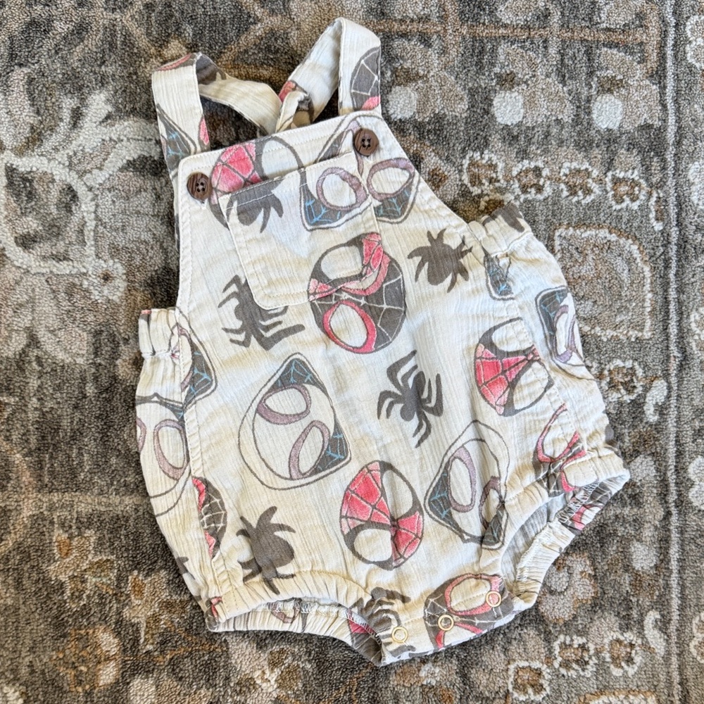 Spider Print Baby Overalls